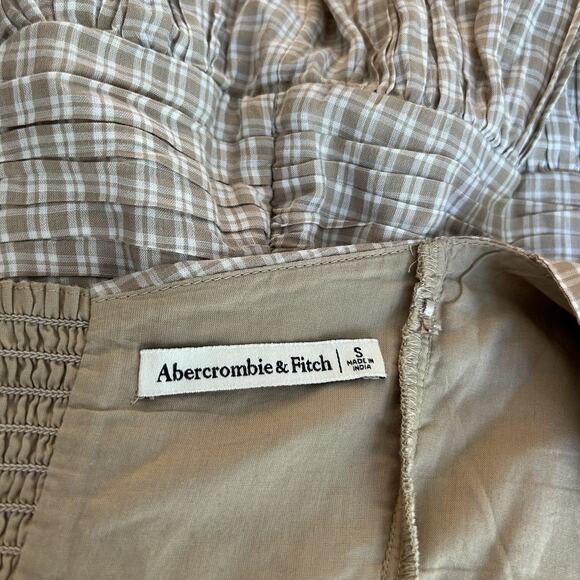 Abercrombie & Fitch The A&F Emerson Drop-Waist Mini Dress in Brown Gingham Small - Picture 14 of 15